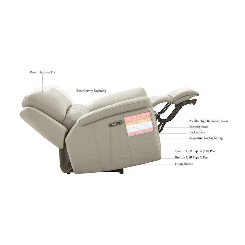 Causeuse inclinable zéro gravité avec cuir véritable et mousse à mémoire de forme