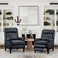 Fauteuil inclinable à dossier basculant en cuir véritable de style milieu de siècle, lot de 2, capacité de 159 kg