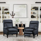Fauteuil inclinable à dossier basculant en cuir véritable de style milieu de siècle, lot de 2, capacité de 159 kg