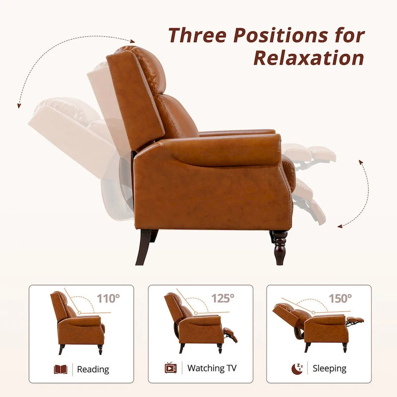 Fauteuil inclinable à dossier basculant en cuir véritable de style milieu de siècle, lot de 2, capacité de 159 kg