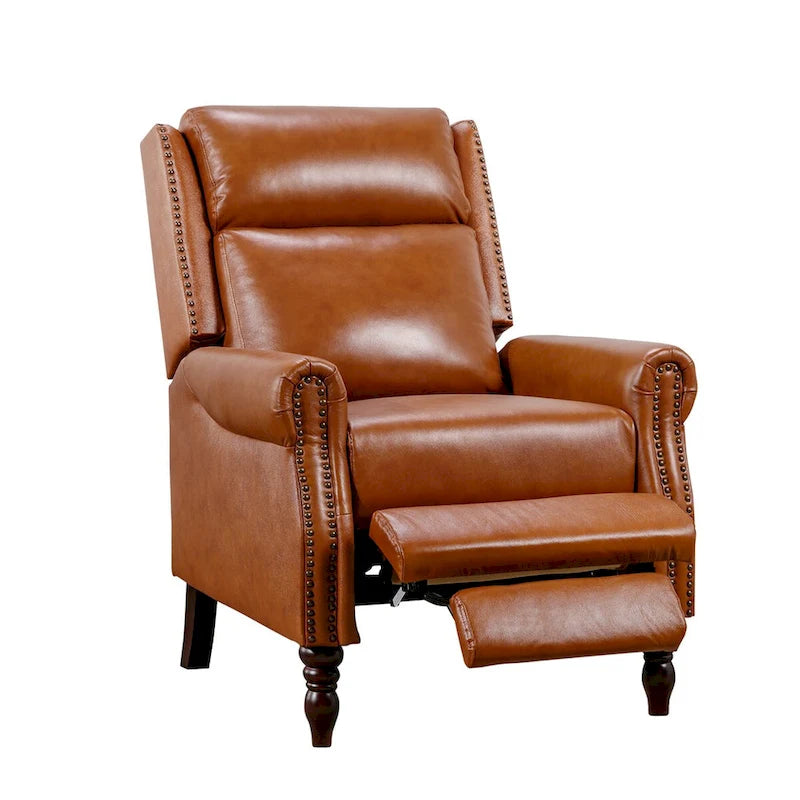 Fauteuil inclinable à dossier basculant en cuir véritable de style milieu de siècle, lot de 2, capacité de 159 kg