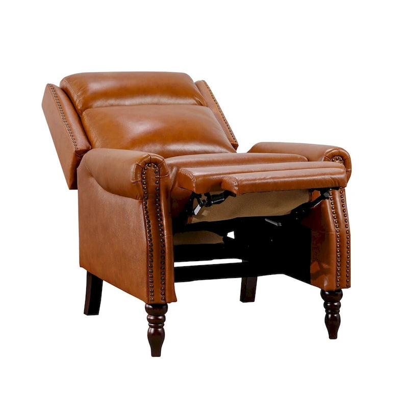 Fauteuil inclinable à dossier basculant en cuir véritable de style milieu de siècle, lot de 2, capacité de 159 kg