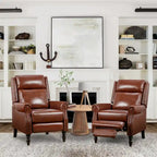 Fauteuil inclinable à dossier basculant en cuir véritable de style milieu de siècle, lot de 2, capacité de 159 kg