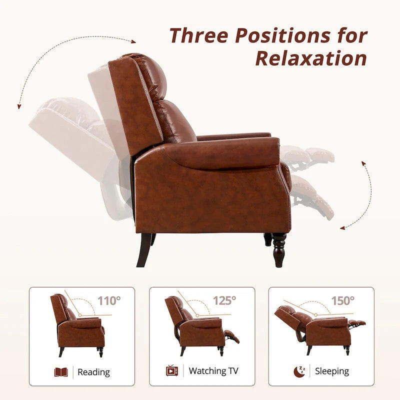 Fauteuil inclinable à dossier basculant en cuir véritable de style milieu de siècle, lot de 2, capacité de 159 kg