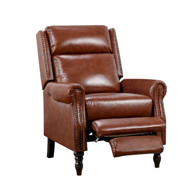 Fauteuil inclinable à dossier basculant en cuir véritable de style milieu de siècle, lot de 2, capacité de 159 kg