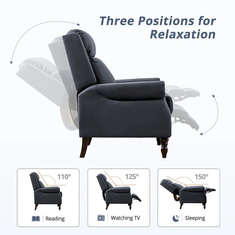 Fauteuil inclinable à dossier basculant en cuir véritable de style milieu de siècle, lot de 2, capacité de 159 kg
