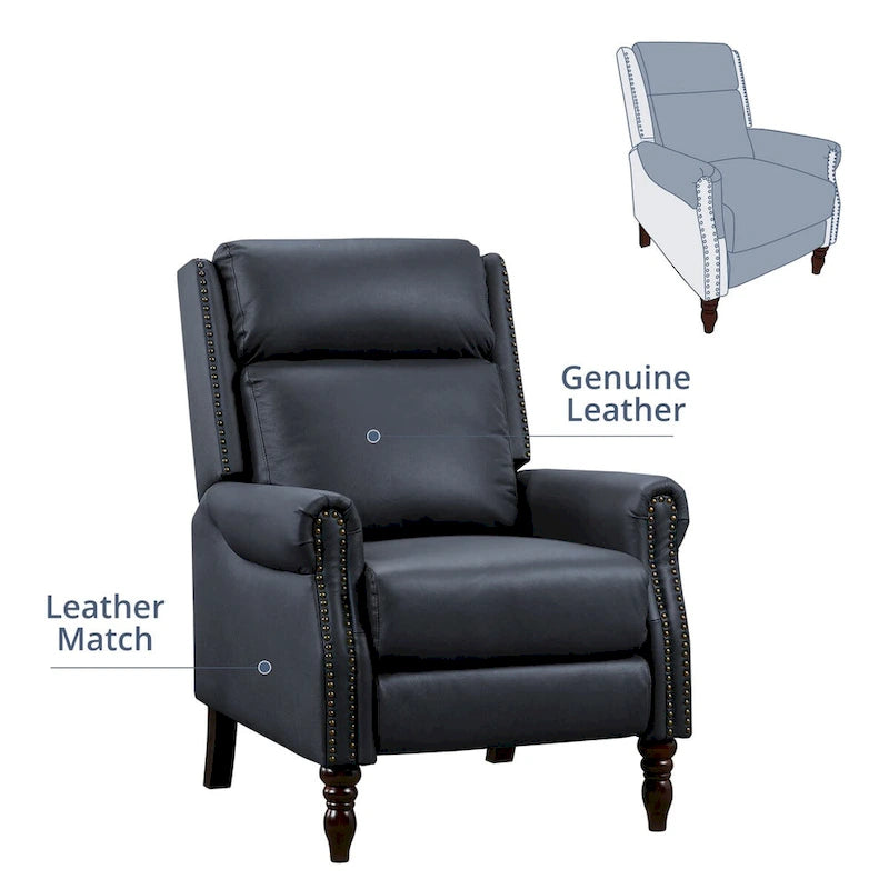 Fauteuil inclinable à dossier basculant en cuir véritable de style milieu de siècle, lot de 2, capacité de 159 kg