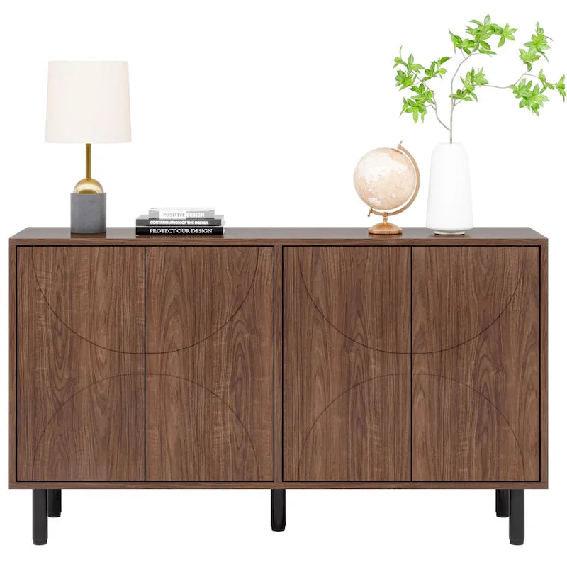 Buffet de rangement 55'' avec 4 portes et étagères réglables pour cuisine, salon