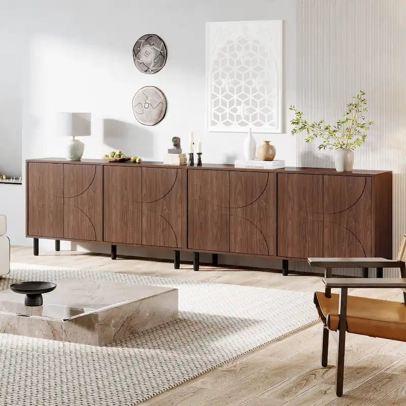 Buffet de rangement 55'' avec 4 portes et étagères réglables pour cuisine, salon