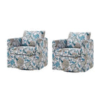 Fauteuil d'appoint moderne déhoussable pivotant à 360° avec coussin amovible, lot de 2
