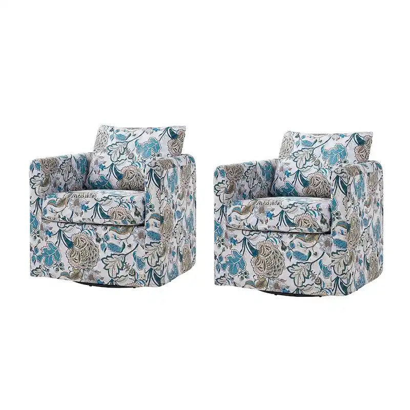 Fauteuil d'appoint moderne déhoussable pivotant à 360° avec coussin amovible, lot de 2