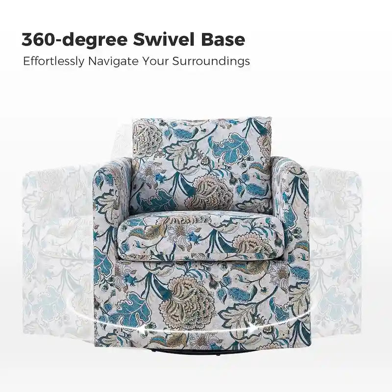 Fauteuil d'appoint moderne déhoussable pivotant à 360° avec coussin amovible, lot de 2