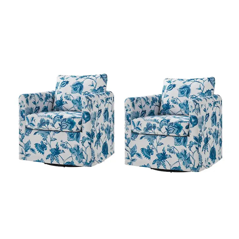 Fauteuil d'appoint moderne déhoussable pivotant à 360° avec coussin amovible, lot de 2