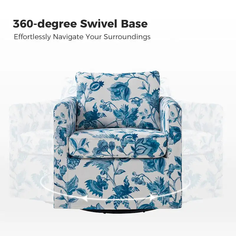 Fauteuil d'appoint moderne déhoussable pivotant à 360° avec coussin amovible, lot de 2