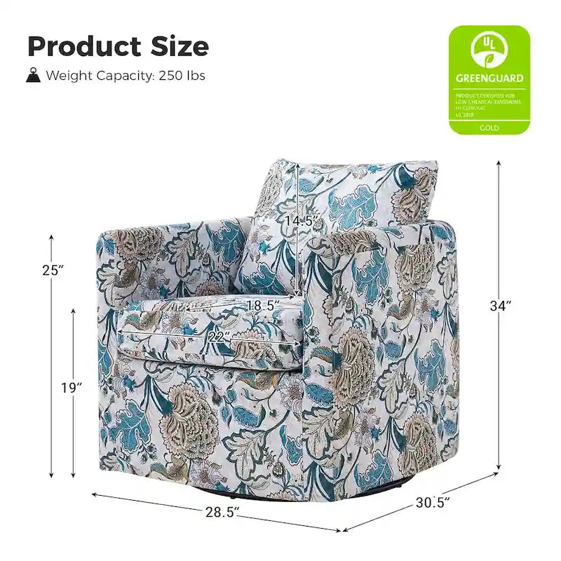 Fauteuil d'appoint moderne déhoussable pivotant à 360° avec coussin amovible, lot de 2