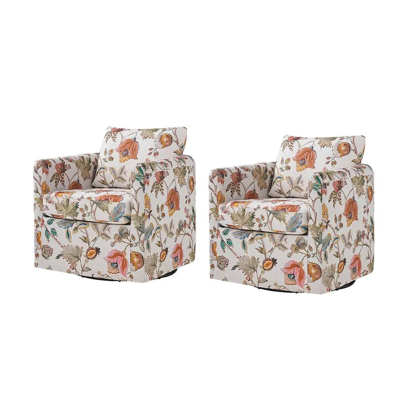 Fauteuil d'appoint moderne déhoussable pivotant à 360° avec coussin amovible, lot de 2