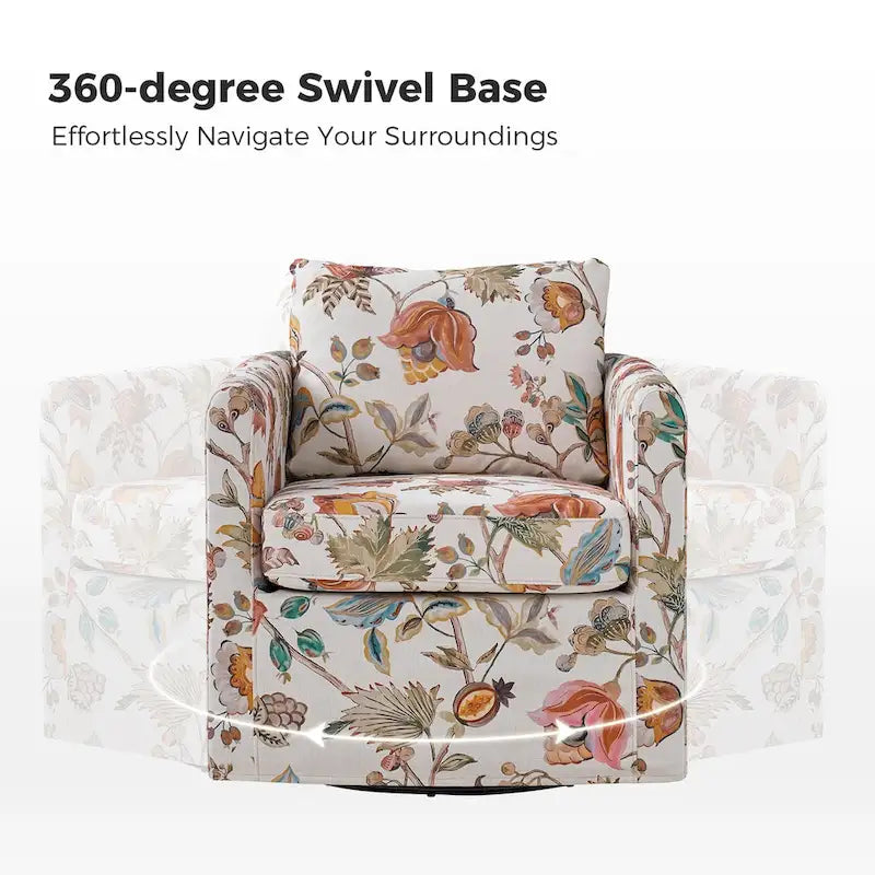 Fauteuil d'appoint moderne déhoussable pivotant à 360° avec coussin amovible, lot de 2