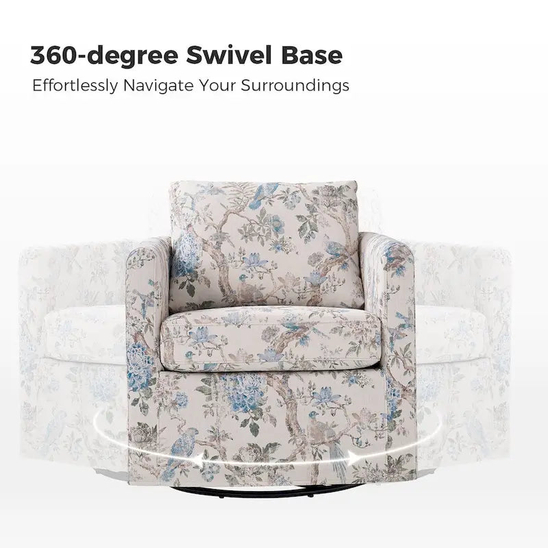 Fauteuil d'appoint moderne déhoussable pivotant à 360° avec coussin amovible, lot de 2