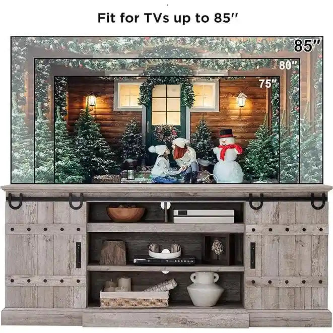Buffet moderne gris avec 3 tiroirs et étagères réglables