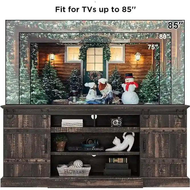 Buffet moderne gris avec 3 tiroirs et étagères réglables