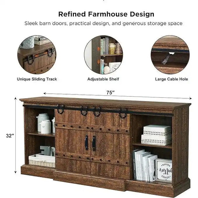 Buffet moderne gris avec 3 tiroirs et étagères réglables