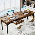 Bureau d'ordinateur extra-long de 200 cm, bureau double pour le télétravail