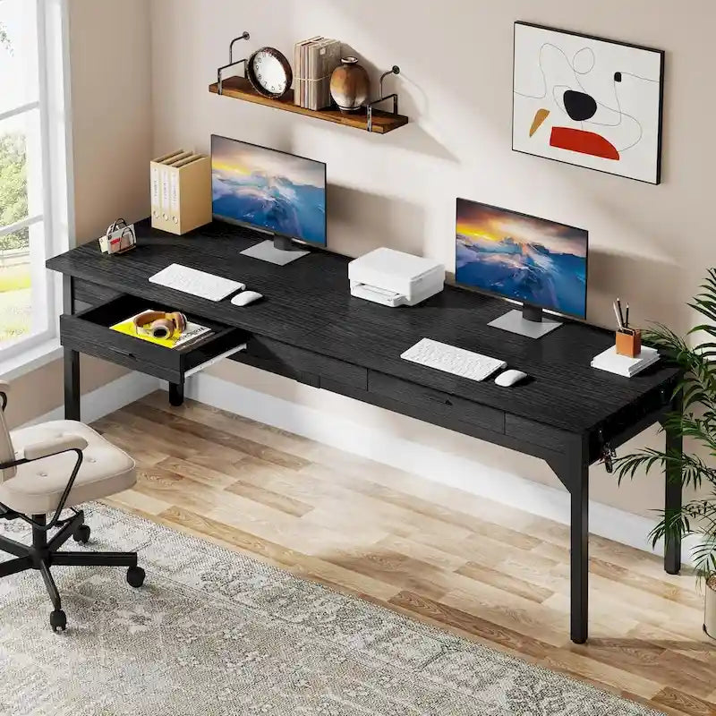 Bureau d'ordinateur extra long de 78,7 pouces, bureau double pour le bureau à domicile
