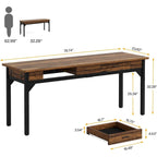 Bureau d'ordinateur extra-long de 200 cm, bureau double pour le télétravail