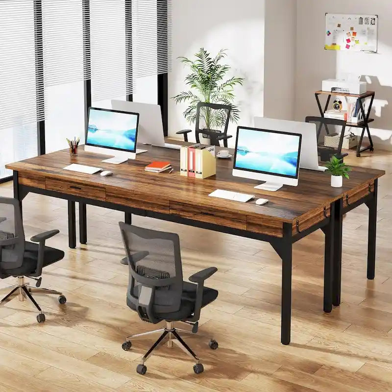 Bureau d'ordinateur extra long de 78,7 pouces, bureau double pour le bureau à domicile