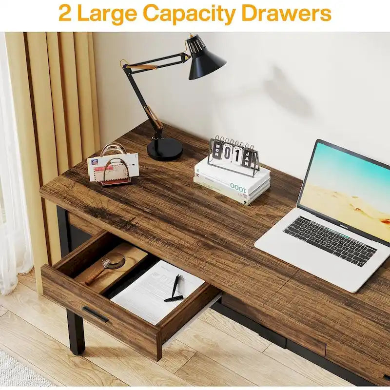 Bureau d'ordinateur extra-long de 200 cm, bureau double pour le télétravail