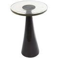 Table d'appoint conique géométrique en aluminium avec plateau en verre texturé – Noir ou doré