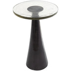 Table d'appoint conique géométrique en aluminium avec plateau en verre texturé – Noir ou doré