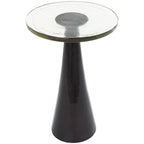 Table d'appoint conique géométrique en aluminium avec plateau en verre texturé – Noir ou doré