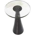 Table d'appoint conique géométrique en aluminium avec plateau en verre texturé – Noir ou doré