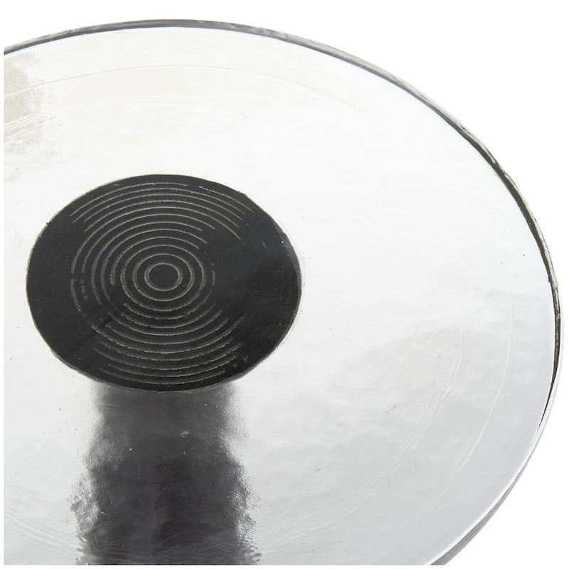 Table d'appoint conique géométrique en aluminium avec plateau en verre texturé – Noir ou doré