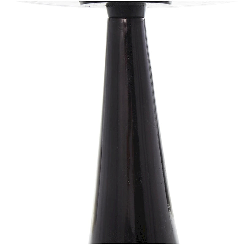 Table d'appoint conique géométrique en aluminium avec plateau en verre texturé – Noir ou doré