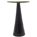 Table d'appoint conique géométrique en aluminium avec plateau en verre texturé – Noir ou doré
