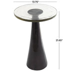 Table d'appoint conique géométrique en aluminium avec plateau en verre texturé – Noir ou doré