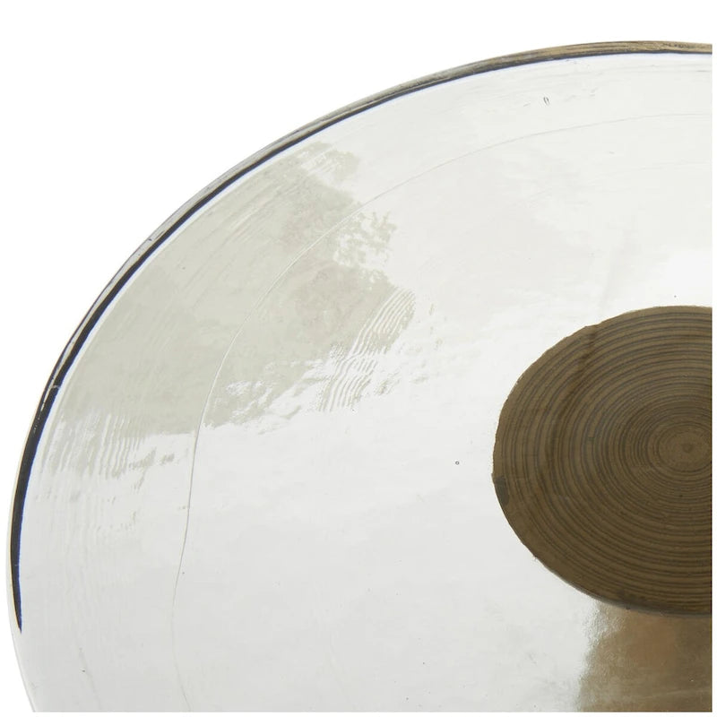Table d'appoint conique géométrique en aluminium avec plateau en verre texturé – Noir ou doré