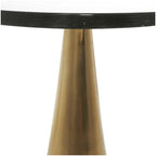 Table d'appoint conique géométrique en aluminium avec plateau en verre texturé – Noir ou doré