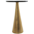 Table d'appoint conique géométrique en aluminium avec plateau en verre texturé – Noir ou doré