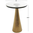 Table d'appoint conique géométrique en aluminium avec plateau en verre texturé – Noir ou doré
