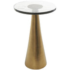 Table d'appoint conique géométrique en aluminium avec plateau en verre texturé – Noir ou doré