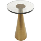 Table d'appoint conique géométrique en aluminium avec plateau en verre texturé – Noir ou doré