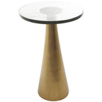 Table d'appoint conique géométrique en aluminium avec plateau en verre texturé – Noir ou doré