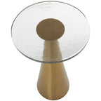 Table d'appoint conique géométrique en aluminium avec plateau en verre texturé – Noir ou doré