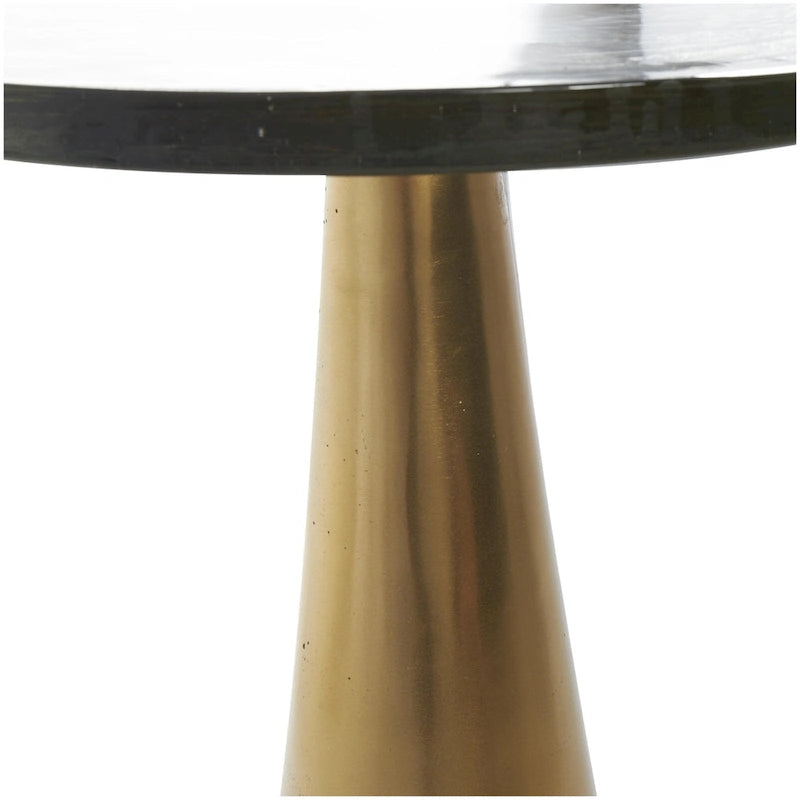 Table d'appoint conique géométrique en aluminium avec plateau en verre texturé – Noir ou doré