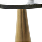 Table d'appoint conique géométrique en aluminium avec plateau en verre texturé – Noir ou doré