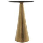 Table d'appoint conique géométrique en aluminium avec plateau en verre texturé – Noir ou doré