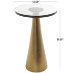 Table d'appoint conique géométrique en aluminium avec plateau en verre texturé – Noir ou doré